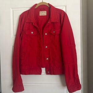 Like new red denim jacket